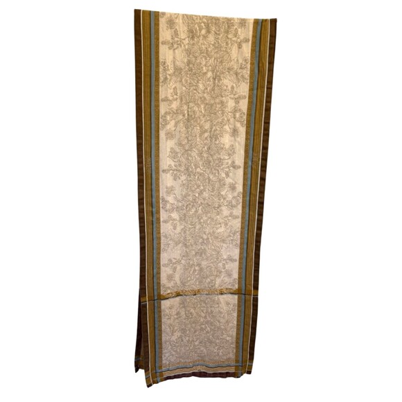 Williams-Sonoma Linen Blend Floral Jacquard Table Runner Brown and Gold - Picture 1 of 10